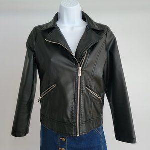 Cherokee Girls Black Faux Leather Jacket Size Large (10/12)
